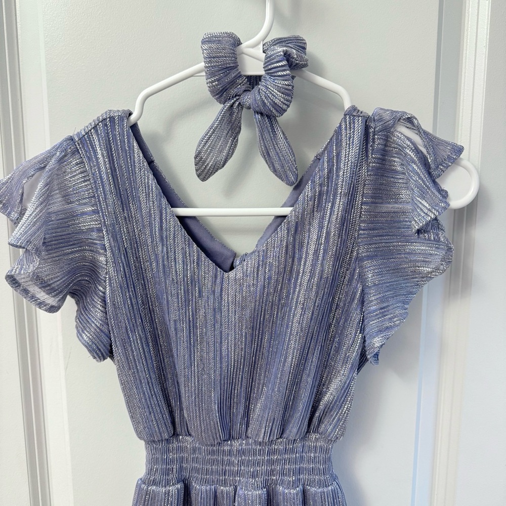 Girls 8 Nicky Lew dress and scrunchie from Nordstroms - Purple Metallic fabric - Picture 3 of 6
